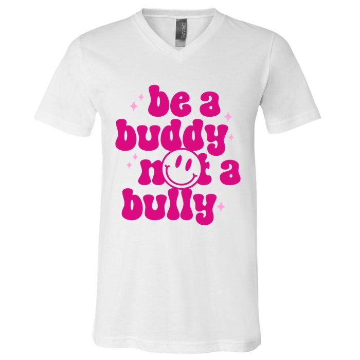 Be A Buddy Not A Bully Retro Smile Anti Bullying Unity Day V-Neck T-Shirt