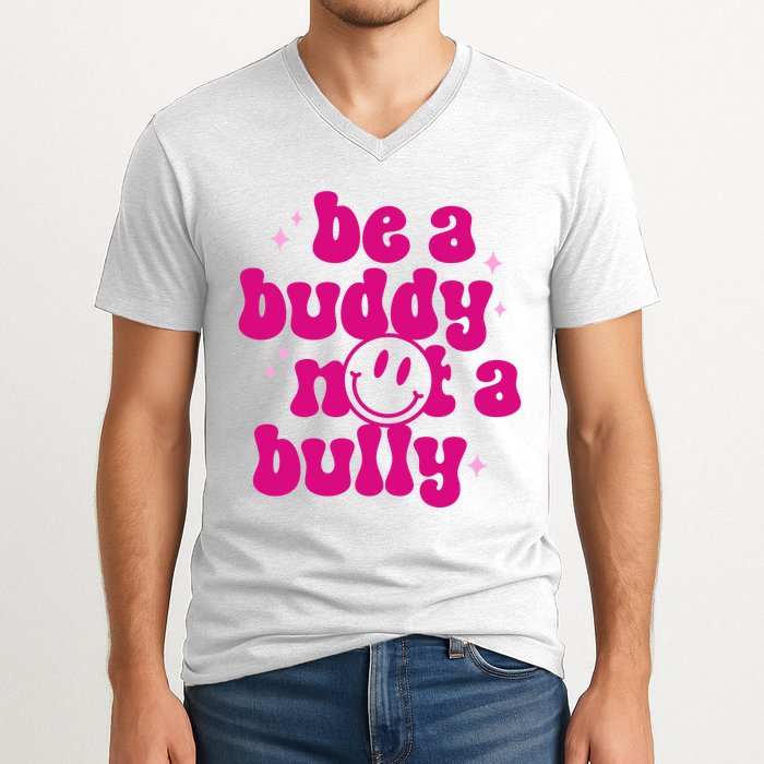 Be A Buddy Not A Bully Retro Smile Anti Bullying Unity Day V-Neck T-Shirt