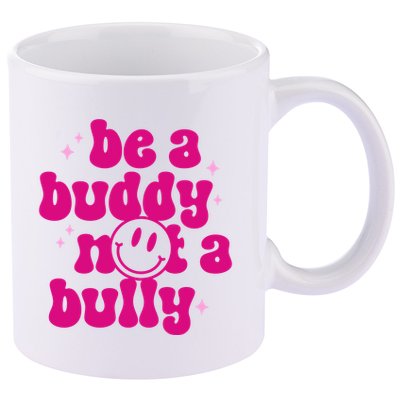 Be A Buddy Not A Bully Retro Smile Anti Bullying Unity Day 11oz C Handle Ceramic Mug