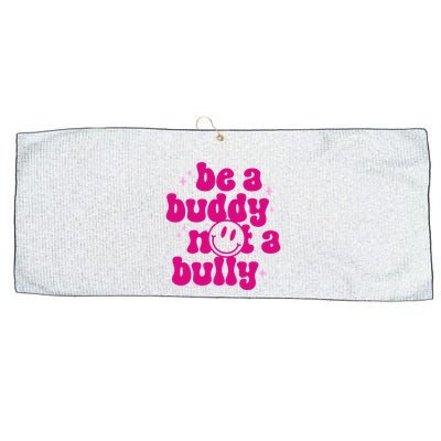 Be A Buddy Not A Bully Retro Smile Anti Bullying Unity Day Large Microfiber Waffle Golf Towel