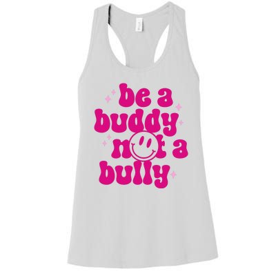 Be A Buddy Not A Bully Retro Smile Anti Bullying Unity Day Women's Racerback Tank