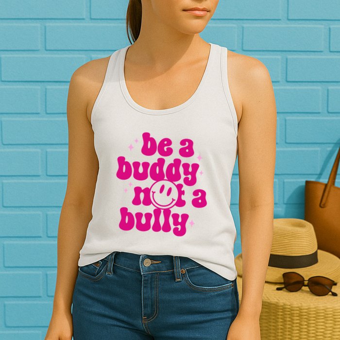 Be A Buddy Not A Bully Retro Smile Anti Bullying Unity Day Womens Tank Top