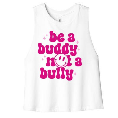 Be A Buddy Not A Bully Retro Smile Anti Bullying Unity Day Women's Racerback Cropped Tank