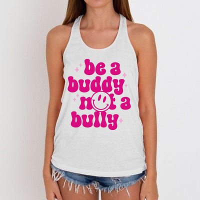 Be A Buddy Not A Bully Retro Smile Anti Bullying Unity Day Women's Knotted Racerback Tank