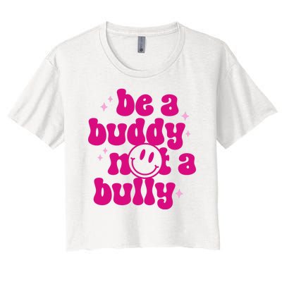 Be A Buddy Not A Bully Retro Smile Anti Bullying Unity Day Women's Crop Top Tee