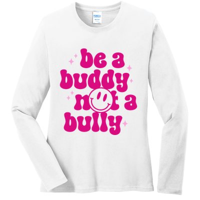 Be A Buddy Not A Bully Retro Smile Anti Bullying Unity Day Ladies Long Sleeve Shirt