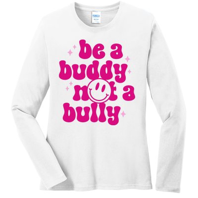 Be A Buddy Not A Bully Retro Smile Anti Bullying Unity Day Ladies Long Sleeve Shirt