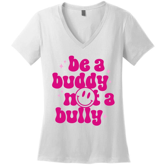 Be A Buddy Not A Bully Retro Smile Anti Bullying Unity Day Women's V-Neck T-Shirt
