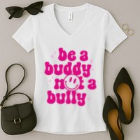 Be A Buddy Not A Bully Retro Smile Anti Bullying Unity Day Women's V-Neck T-Shirt