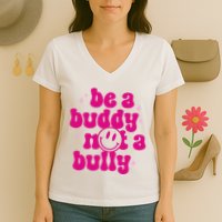 Be A Buddy Not A Bully Retro Smile Anti Bullying Unity Day Women's V-Neck T-Shirt