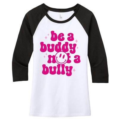 Be A Buddy Not A Bully Retro Smile Anti Bullying Unity Day Women's Tri-Blend 3/4-Sleeve Raglan Shirt