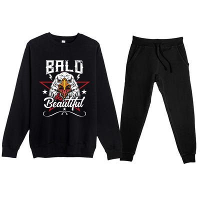 Bald And Beautiful Funny Bald Eagle America Usa 4th Of July Gift Premium Crewneck Sweatsuit Set