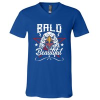 Bald And Beautiful Funny Bald Eagle America Usa 4th Of July Gift V-Neck T-Shirt