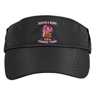 Boots And Bling Its A Cowgirl Thing Cute Love Country Adult Drive Performance Visor