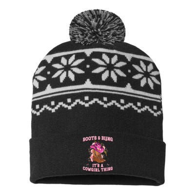 Boots And Bling Its A Cowgirl Thing Cute Love Country USA-Made Snowflake Beanie