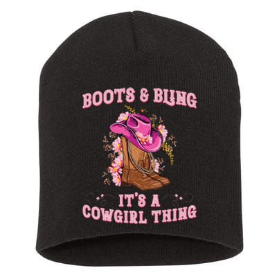 Boots And Bling Its A Cowgirl Thing Cute Love Country Short Acrylic Beanie