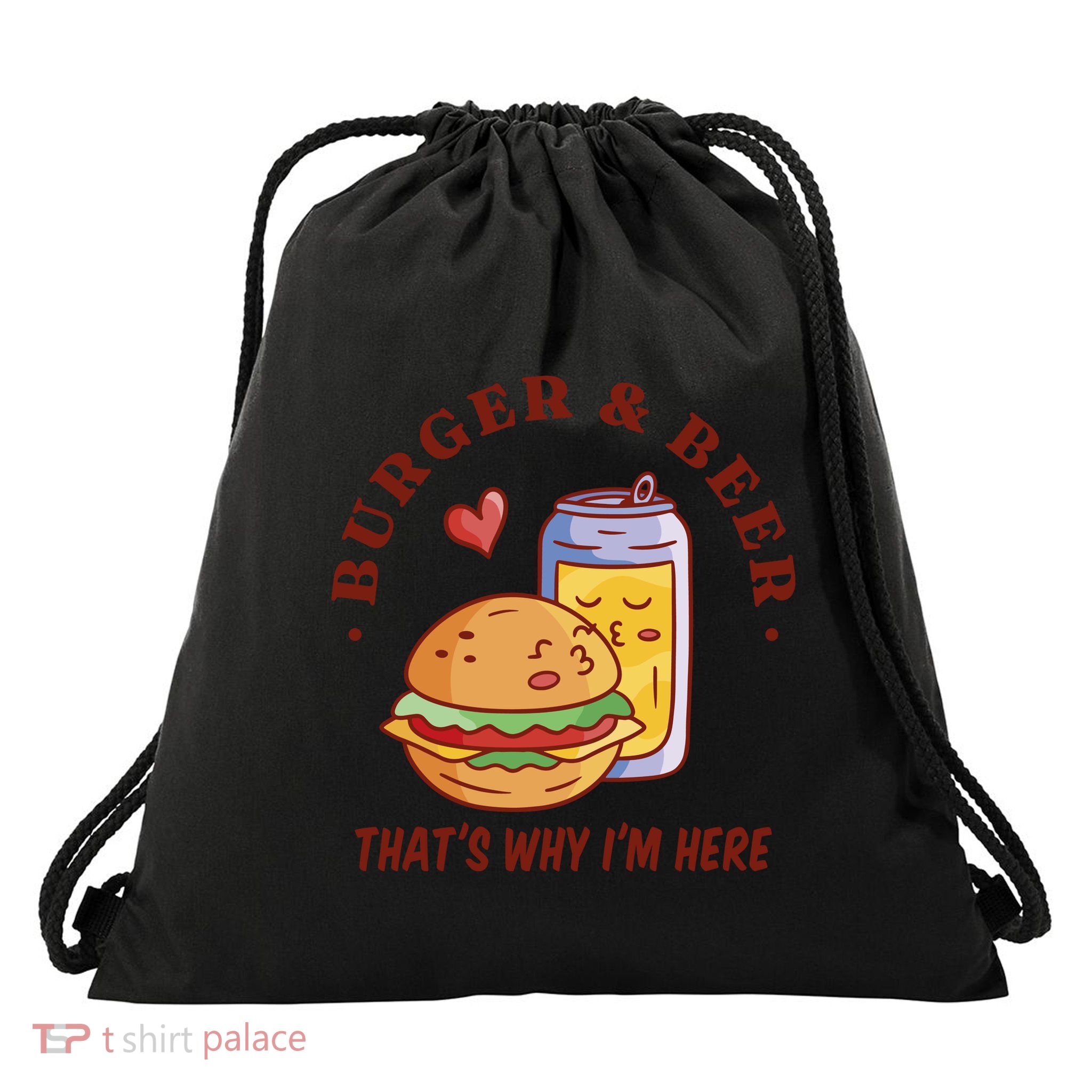 Burger And Beer That's Why I'm Here Drawstring Bag