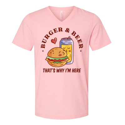 Burger And Beer That's Why I'm Here V-Neck T-Shirt