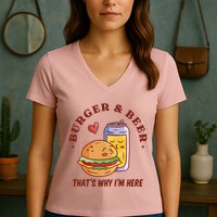 Burger And Beer That's Why I'm Here Women's V-Neck T-Shirt