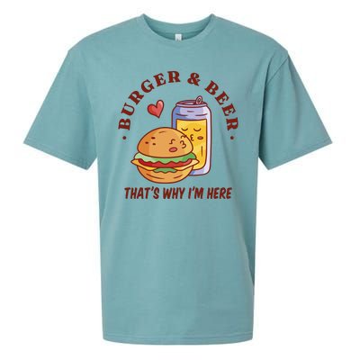 Burger And Beer That's Why I'm Here Sueded Cloud Jersey T-Shirt