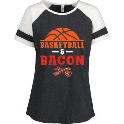 Basketball And Bacon Lover Basketball Enza Ladies Jersey Colorblock Tee