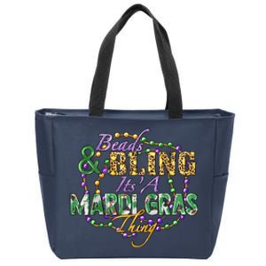 Beads And Bling It's' A Mardi Gras Thing Funny Mardi Gras Festival Zip Tote Bag