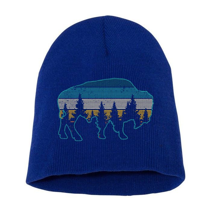 Bison American Buffalo Vintage National Park Souvenir Gift Cool Gift Short Acrylic Beanie