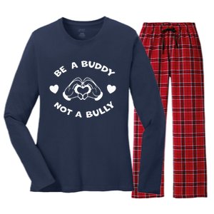 Be a Buddy Not a Bully Unity Day Orange Anti Bullying Women's Long Sleeve Flannel Pajama Set 