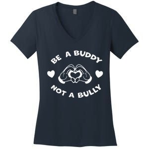 Be a Buddy Not a Bully Unity Day Orange Anti Bullying Women's V-Neck T-Shirt