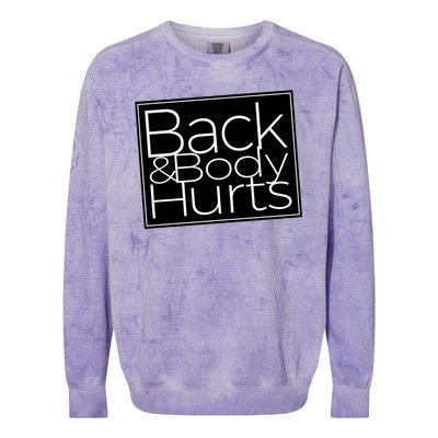 Back And Body Hurts Cool And Funny Workout Top Colorblast Crewneck Sweatshirt