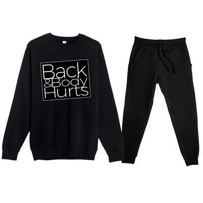 Back And Body Hurts Cool And Funny Workout Top Premium Crewneck Sweatsuit Set