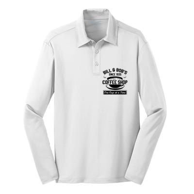 Bill And Bobs Coffee Shop One Cup At A Time Silk Touch Performance Long Sleeve Polo