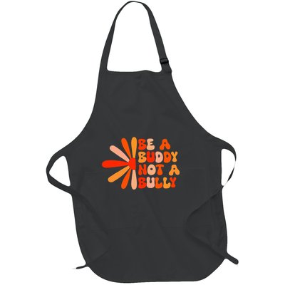 Be A Buddy Not A Bully Groovy Orange Unity Day Anti Bullying Full-Length Apron With Pockets