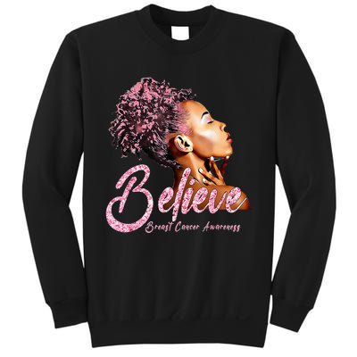 Believe Afro Black Girls Breast Cancer Awareness Gift Sweatshirt