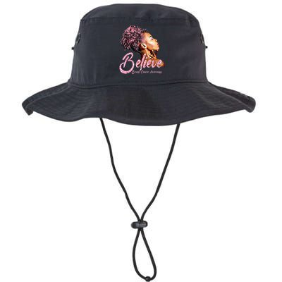 Believe Afro Black Girls Breast Cancer Awareness Gift Legacy Cool Fit Booney Bucket Hat