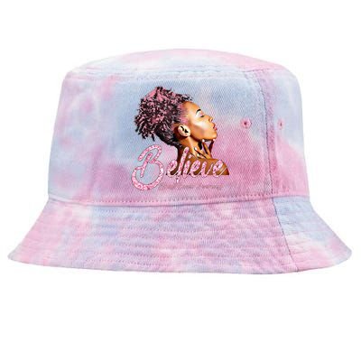 Believe Afro Black Girls Breast Cancer Awareness Gift Tie-Dyed Bucket Hat