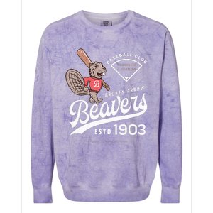 Broken Arrow Beavers Retro Minor League Baseball Team Colorblast Crewneck Sweatshirt