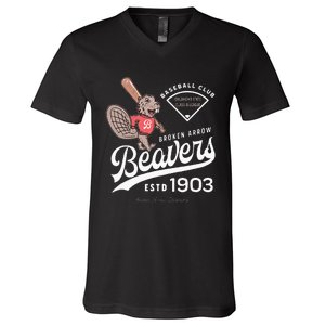 Broken Arrow Beavers Retro Minor League Baseball Team V-Neck T-Shirt