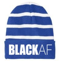 Black Af Blackaf African American Pride History Month Cute Gift Striped Beanie with Solid Band