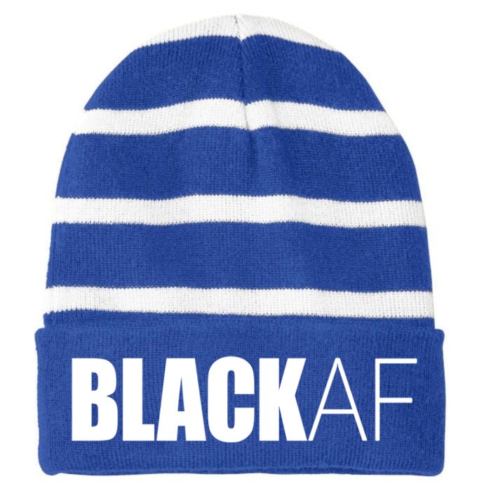 Black Af Blackaf African American Pride History Month Cute Gift Striped Beanie with Solid Band