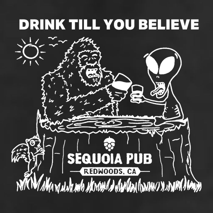 Bigfoot Alien Bar Drink Till You Believe 7 Panel Mesh Trucker Snapback Hat
