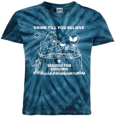 Bigfoot Alien Bar Drink Till You Believe Kids Tie-Dye T-Shirt