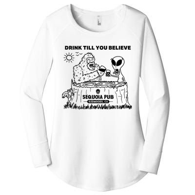 Bigfoot Alien Bar Drink Till You Believe Women's Perfect Tri Tunic Long Sleeve Shirt