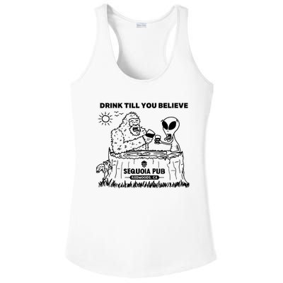 Bigfoot Alien Bar Drink Till You Believe Ladies PosiCharge Competitor Racerback Tank