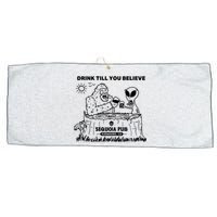 Bigfoot Alien Bar Drink Till You Believe Large Microfiber Waffle Golf Towel