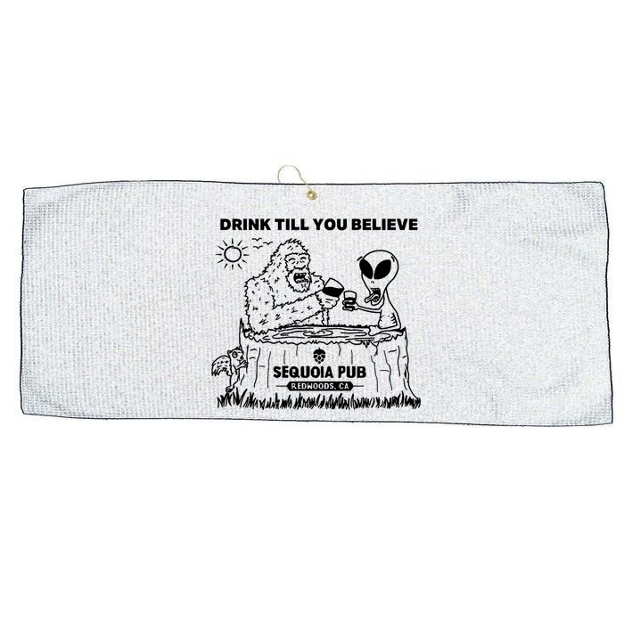 Bigfoot Alien Bar Drink Till You Believe Large Microfiber Waffle Golf Towel