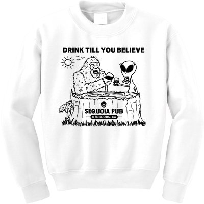 Bigfoot Alien Bar Drink Till You Believe Kids Sweatshirt