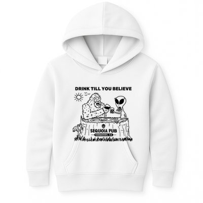 Bigfoot Alien Bar Drink Till You Believe Kids Hoodie