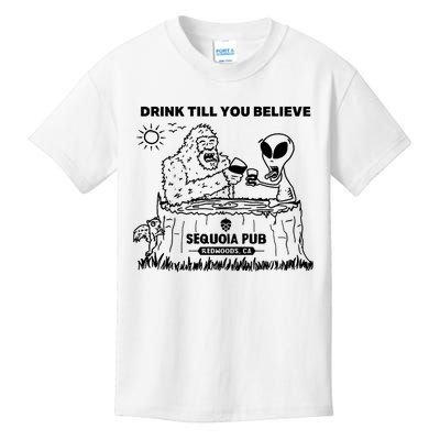 Bigfoot Alien Bar Drink Till You Believe Kids T-Shirt