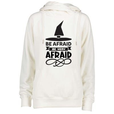 Be Afraid Be Very Afraid Womens Funnel Neck Pullover Hood